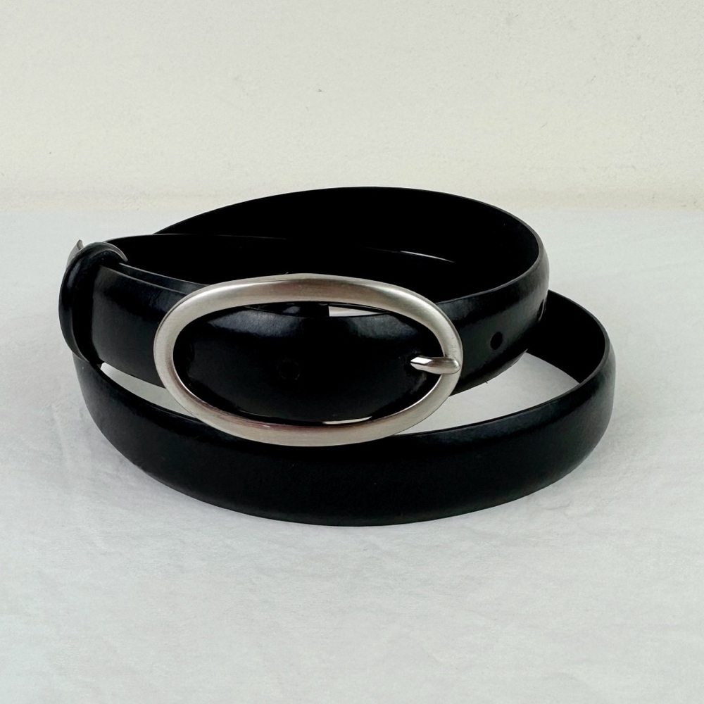 Vintage Black Belt with Silver Buckle